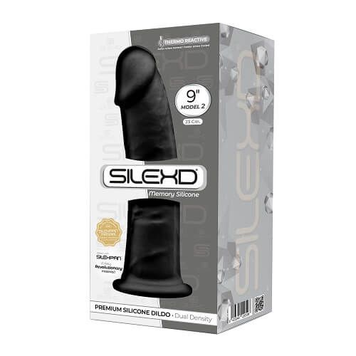 9 inch Realistic Girthy Silicone Dual Density Dildo with Suction Cup Black