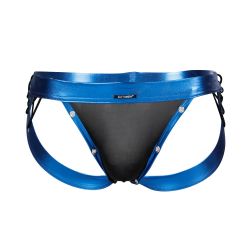 C4M Desire Jockstrap Blue Leatherette - Small