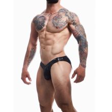 C4M Boost Black Leatherette Bikini Brief - Extra Large